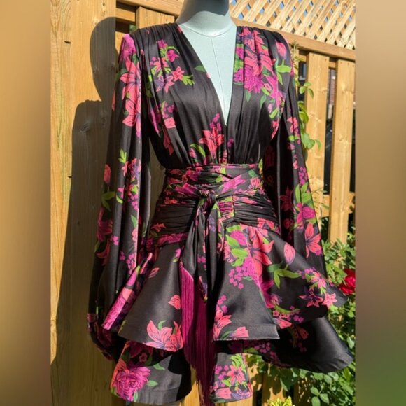 🆕 BRONX & BANCO 🧿 NWOT Bedouin Pink Lily Mini Dress, Tassel Tie, Sz XS US 2 - Picture 11 of 16